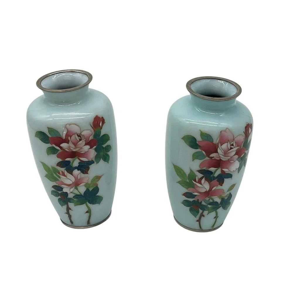 Vintage Sato Cloisonné Pair of 7